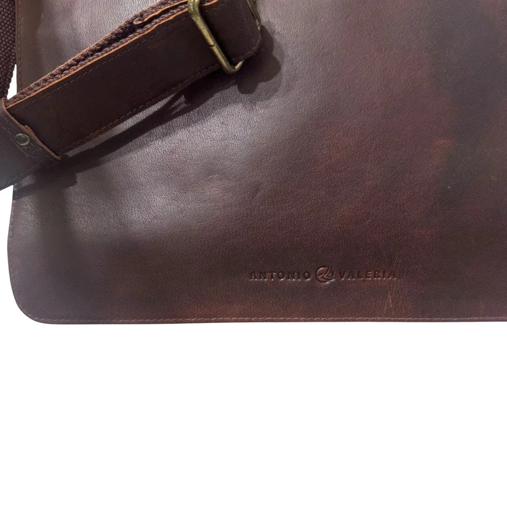 Antonio Valeria Messenger Bag Mens OS Brown New Distressed Leather Satchel